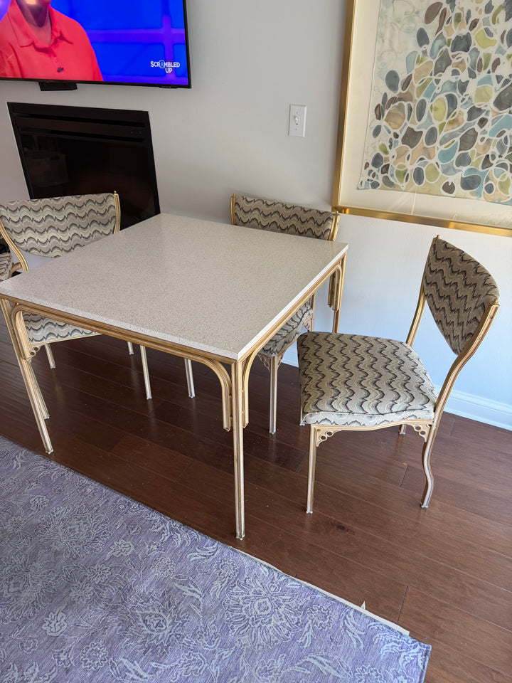 Mid-Century Card Table with Four Chairs