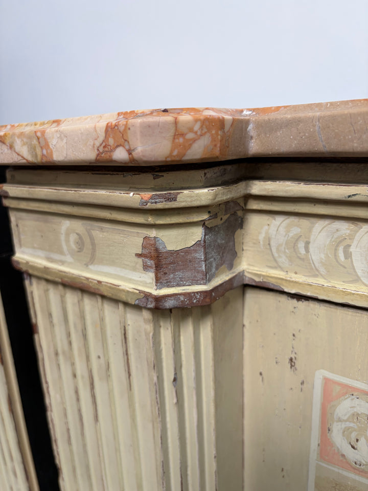 Pair Demilune Painted Wood Cabinet