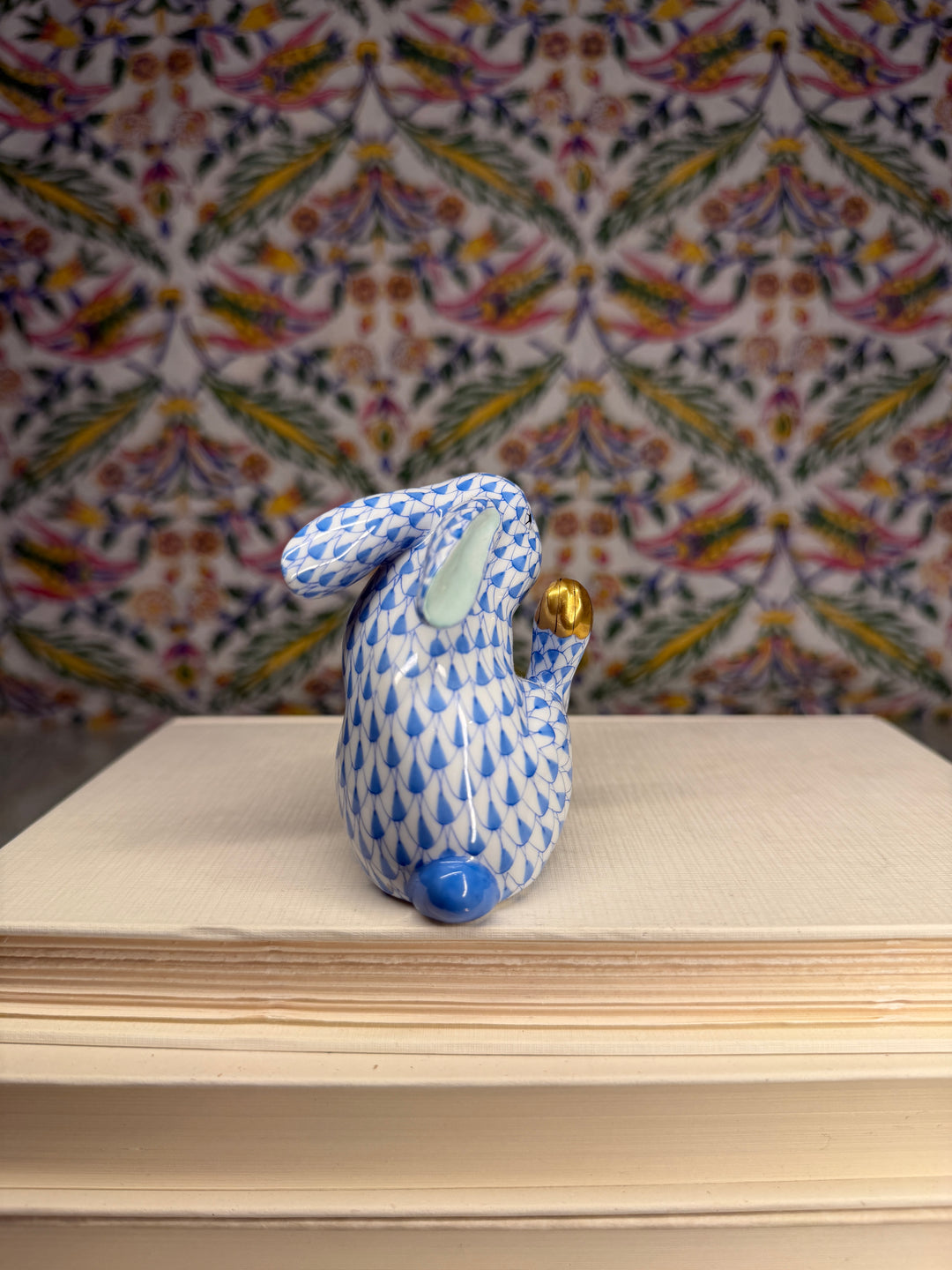 Herend Blue Fishnet Rabbit Figurine