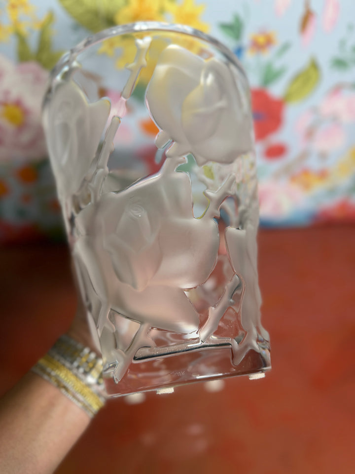 Lalique Ispahan Rose Crystal Vase