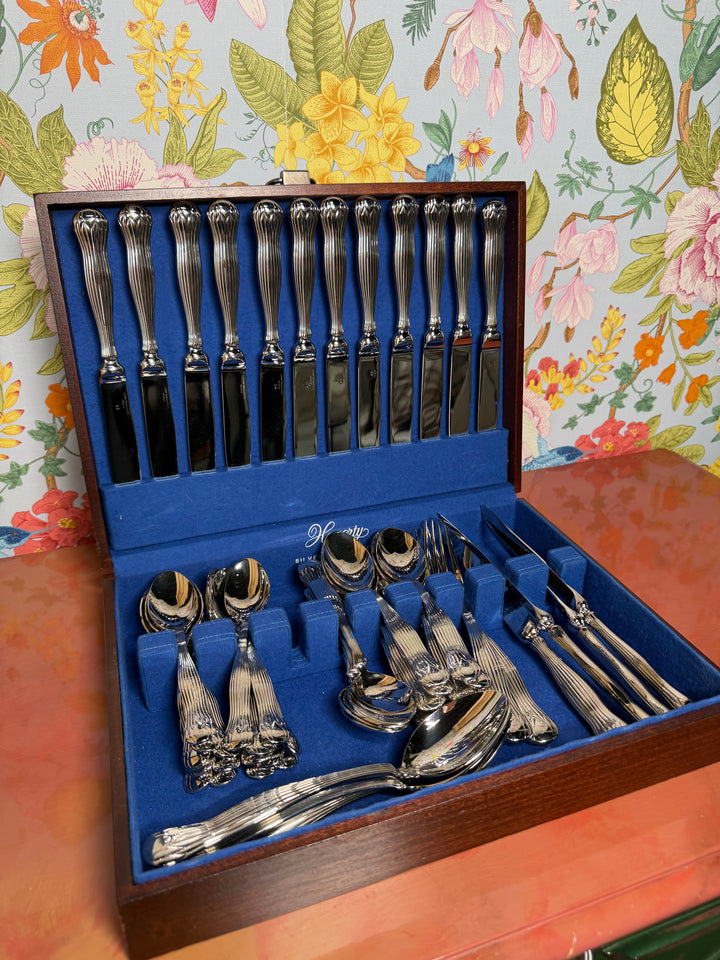 Vintage Tiffany & Co Flatware Set - Set of 16 Knives, 2 Serving Forks, 3 Serving Spoons, 16 Soup Spoons, 16 Dessert Spoons