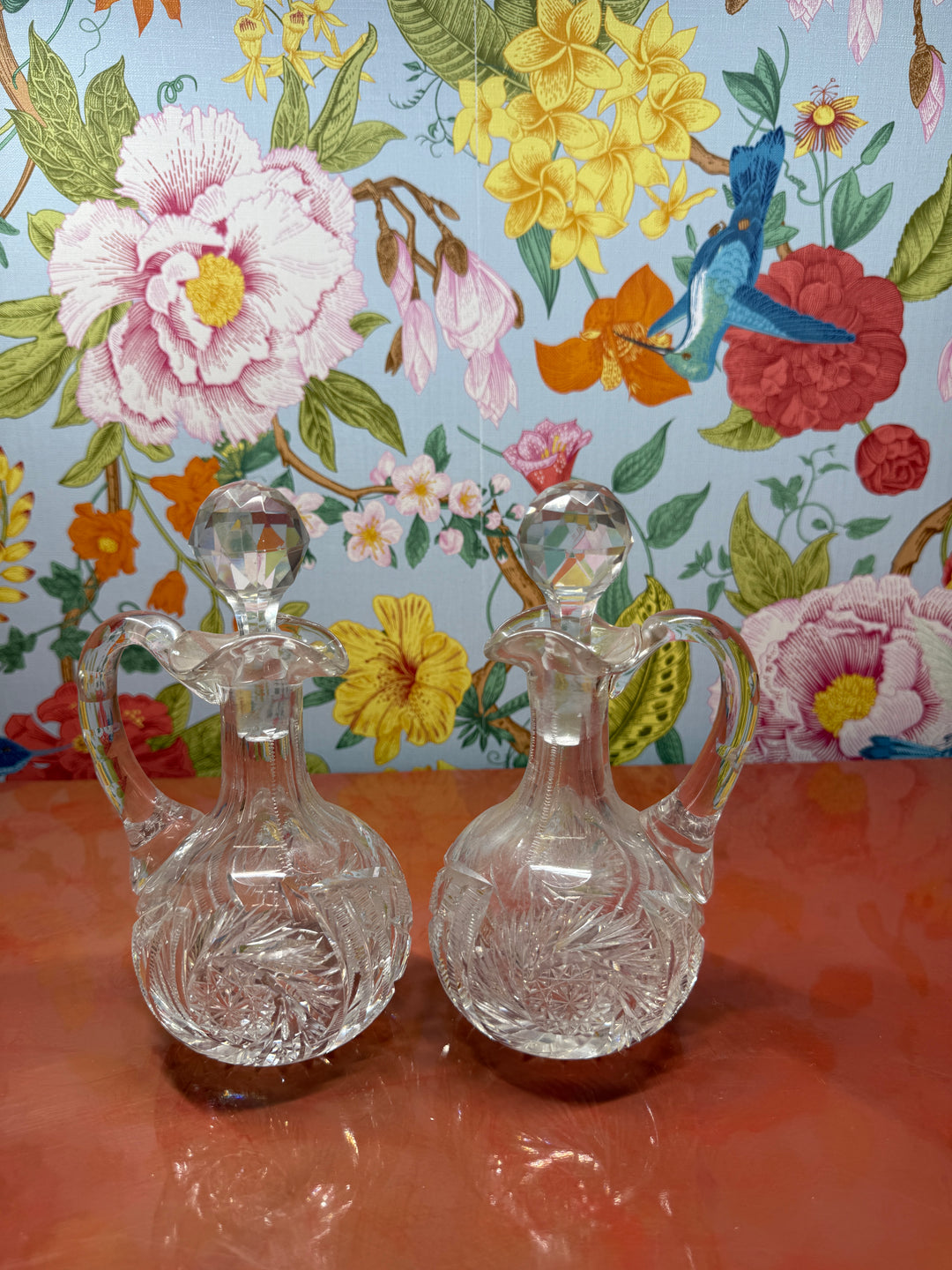 Set of 2 Cut Glass Decanters