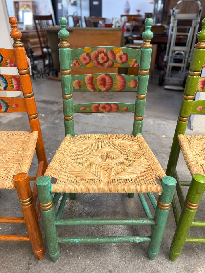 Handpainted Vintage Wooden Chairs - Set of 4