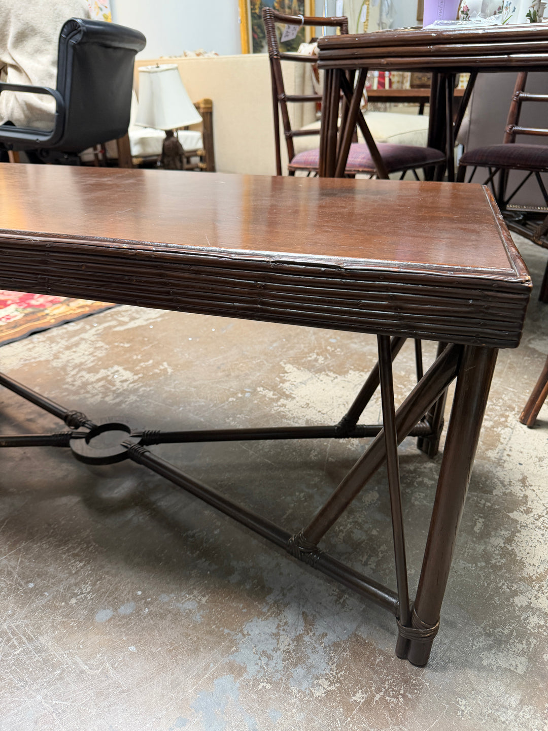Vintage Bamboo and Rattan Coffee Table