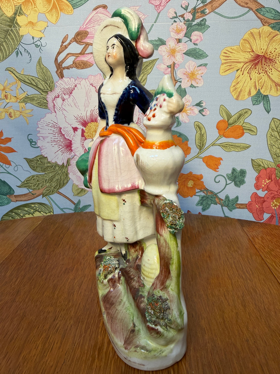 Antique Staffordshire Lady with Flowers
