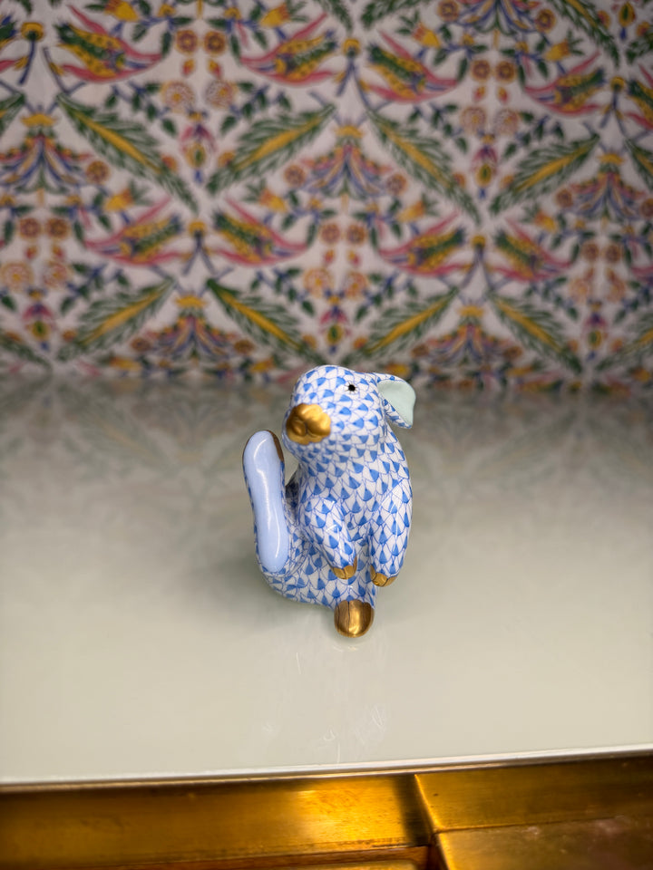 Herend Blue Fishnet Rabbit Figurine