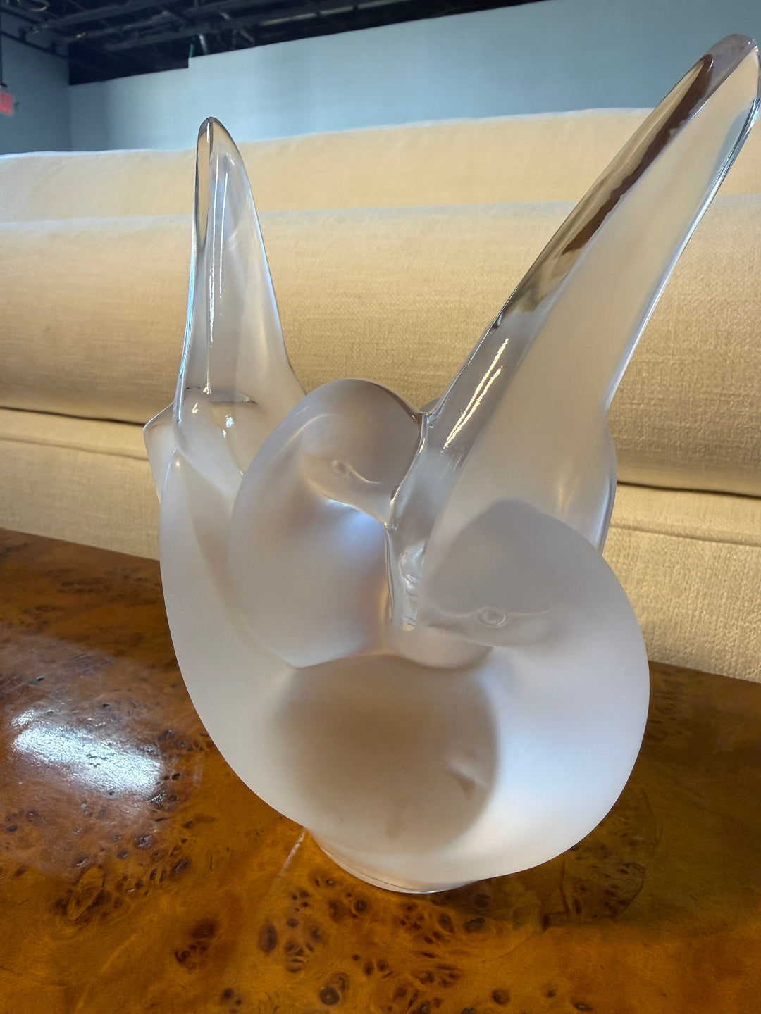Lalique Dove Vase With Removable Flower Holder