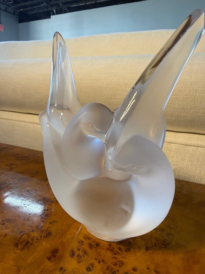 Lalique Dove Vase With Removable Flower Holder