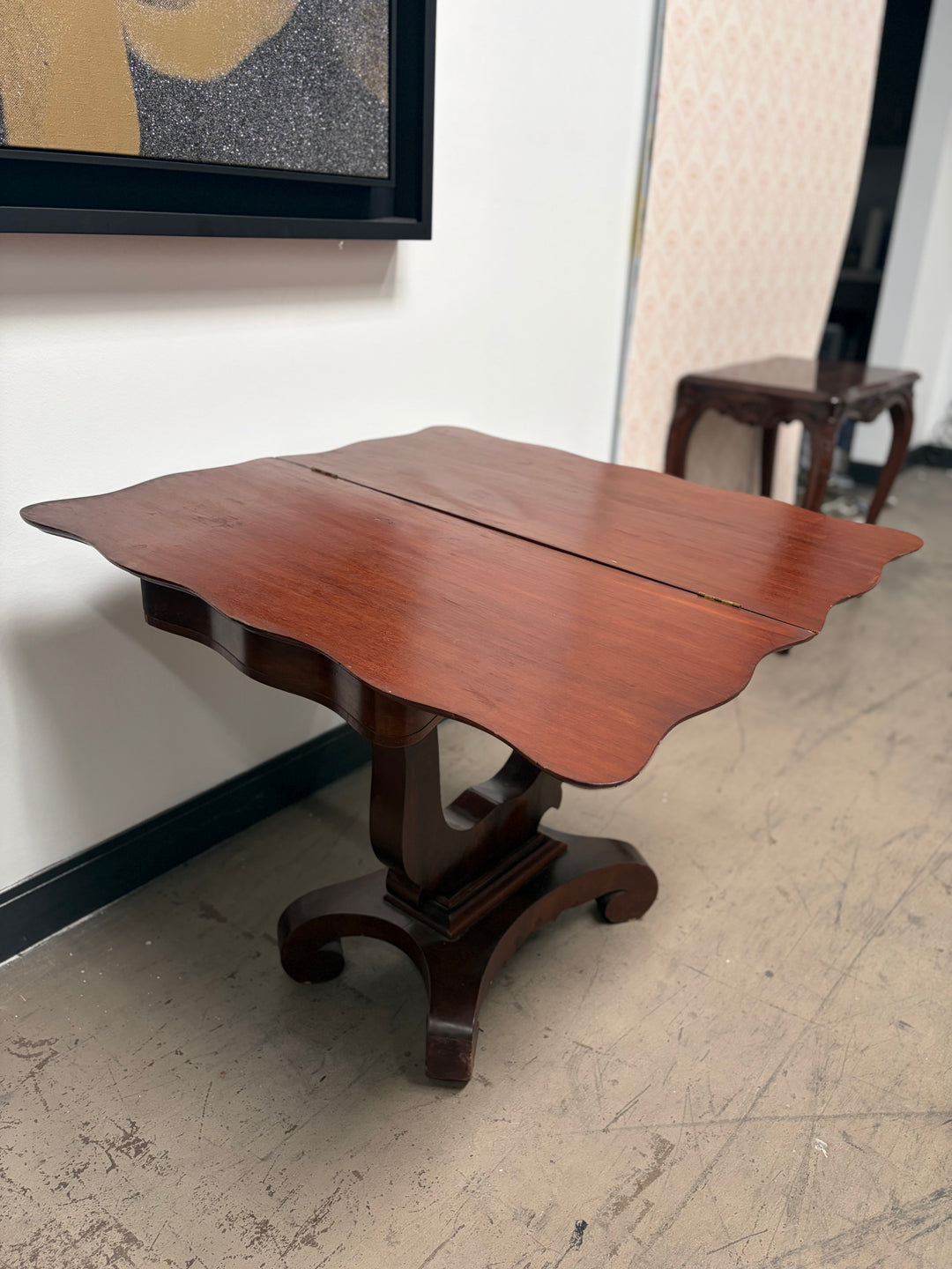Mahogany Empire-Style Lyre-Base Center Table