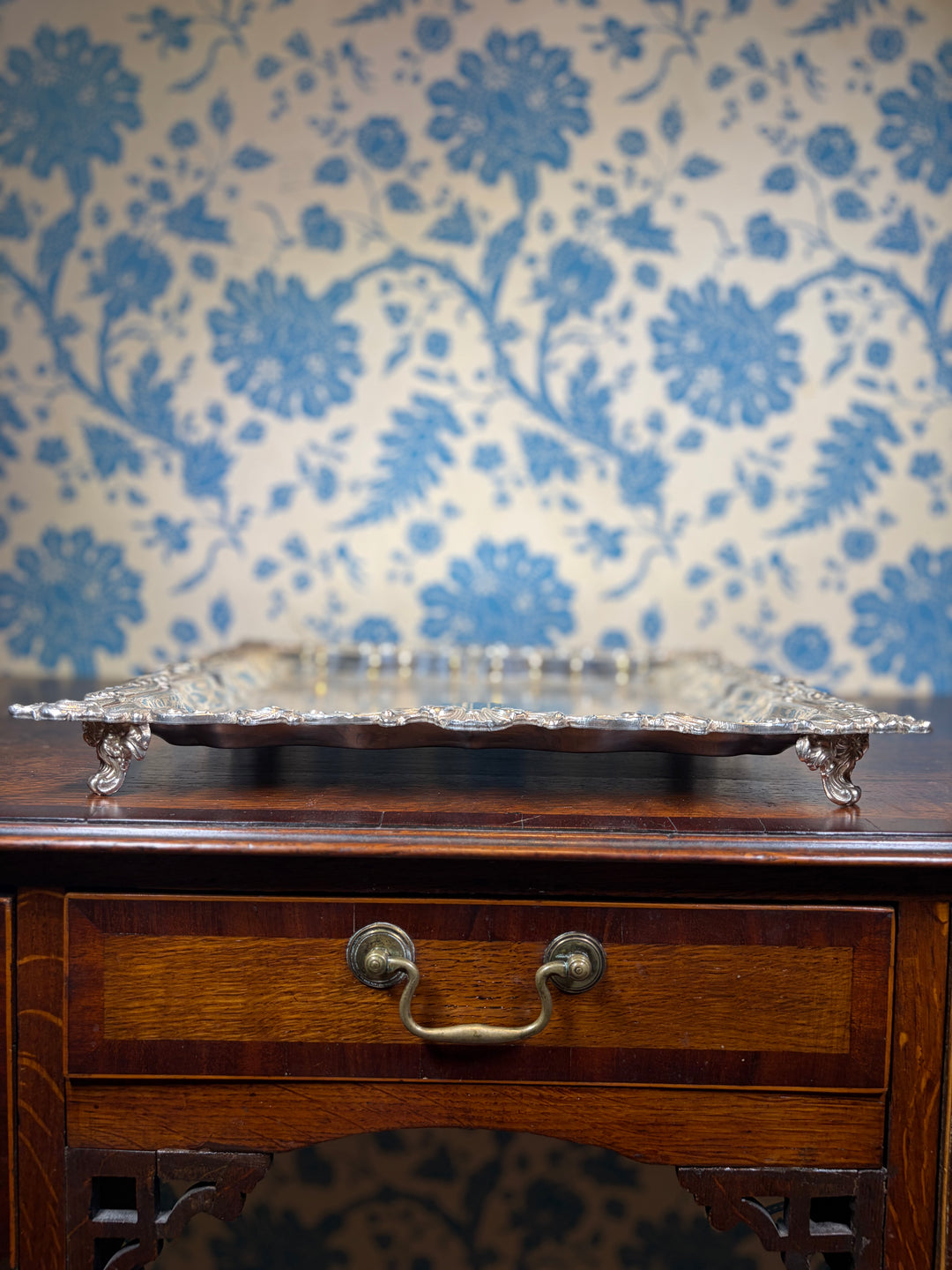 Silver Plated Ornate Square Tray (Victorian Style)