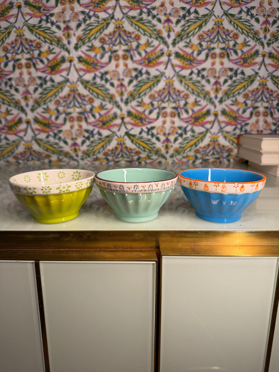 Set of Three Colorful Ceramic Bowls