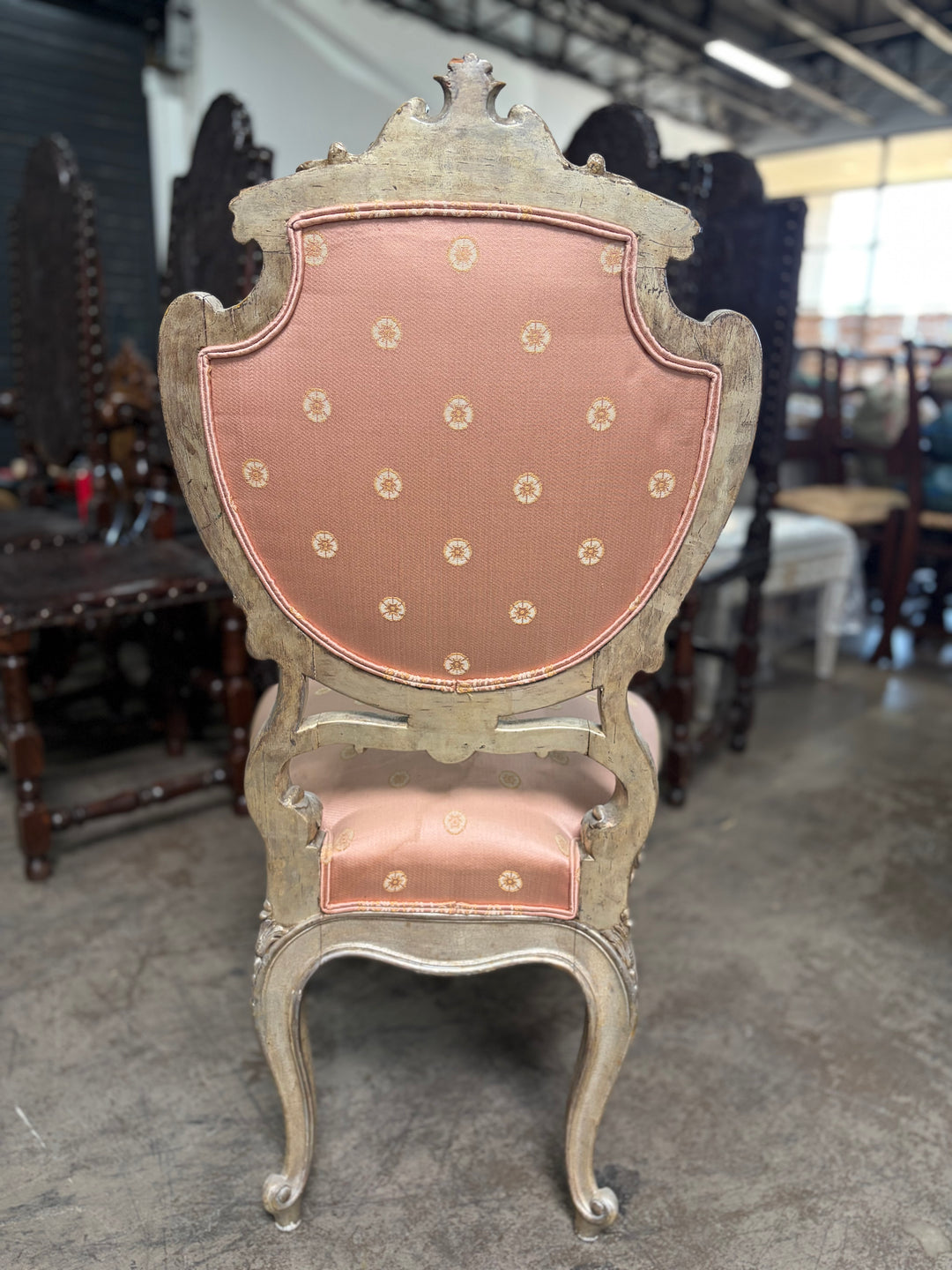 French Rococo-Style Silver-Gilt Carved Side Chair