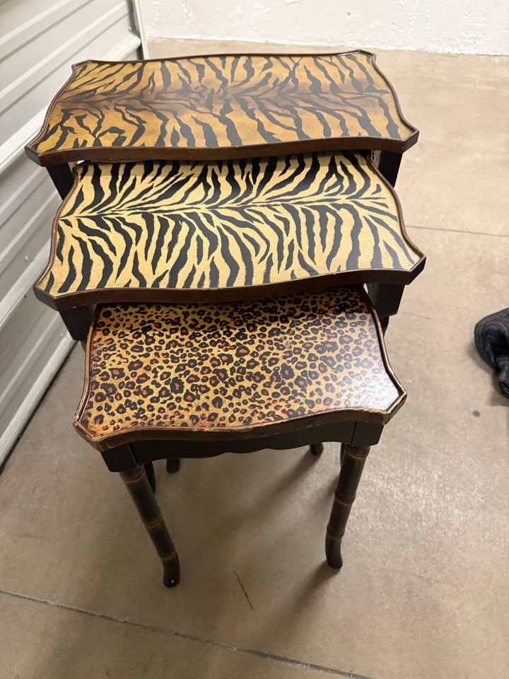 Faux Bamboo Resin Nesting Tables
