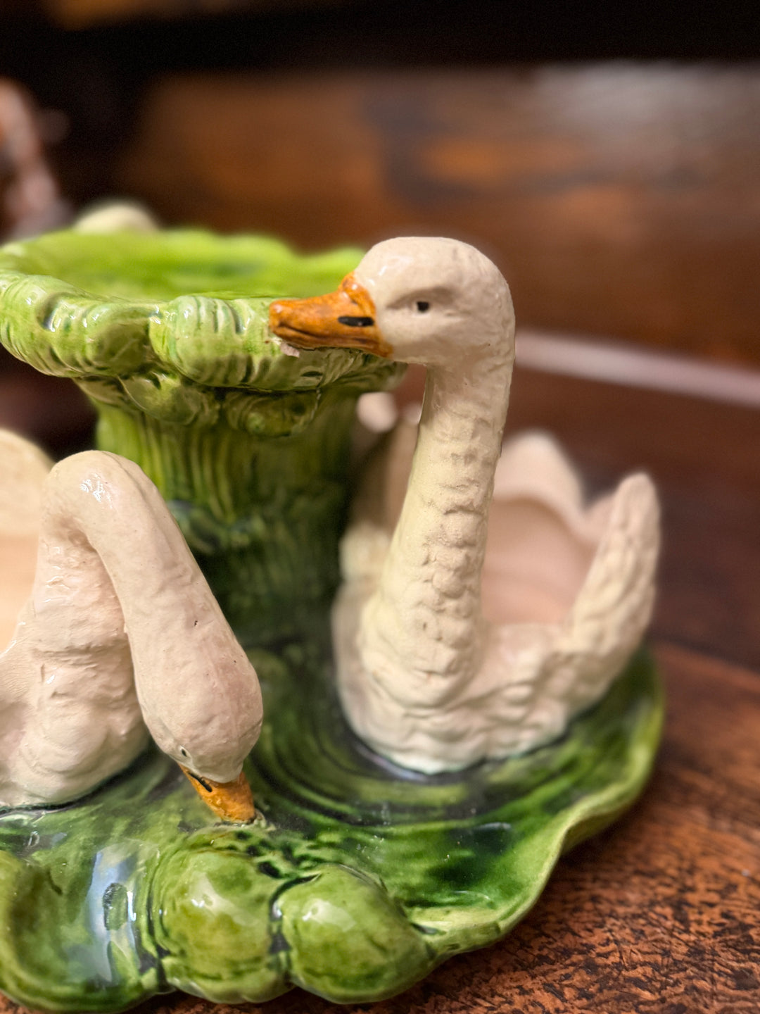 English Victorian Figural Majolica Flower Stand by Bretby, & Mark