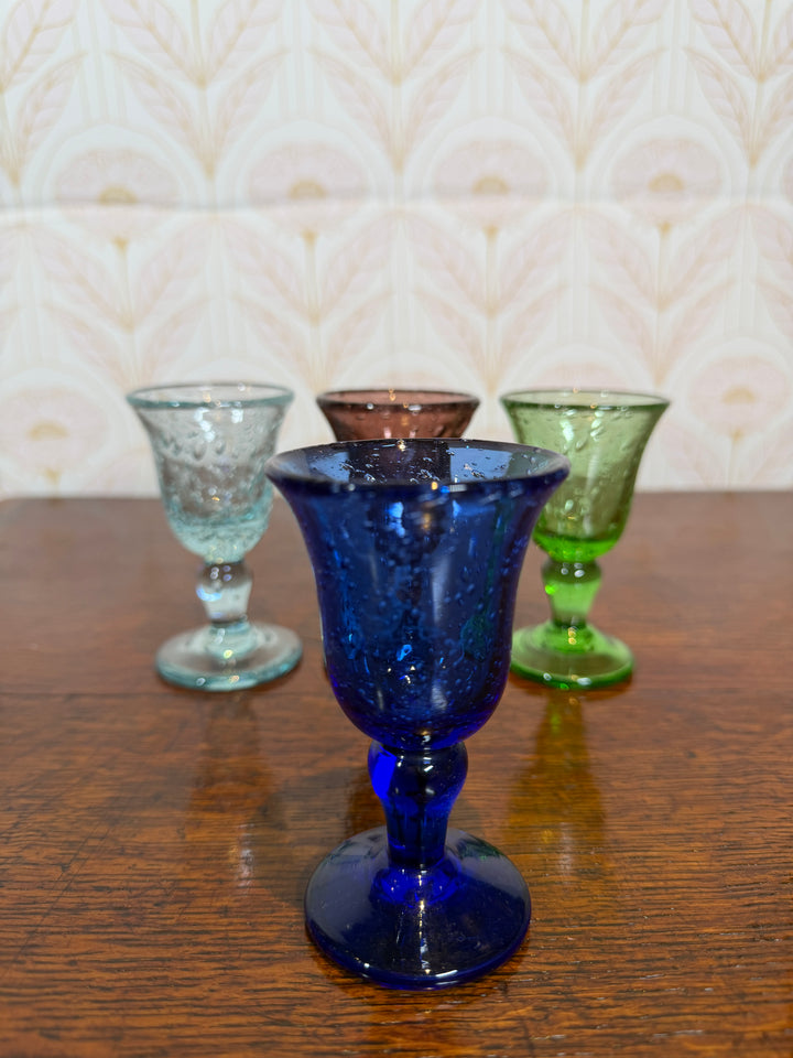 Set of 4 Multi-Colored Hand Blown Glasses