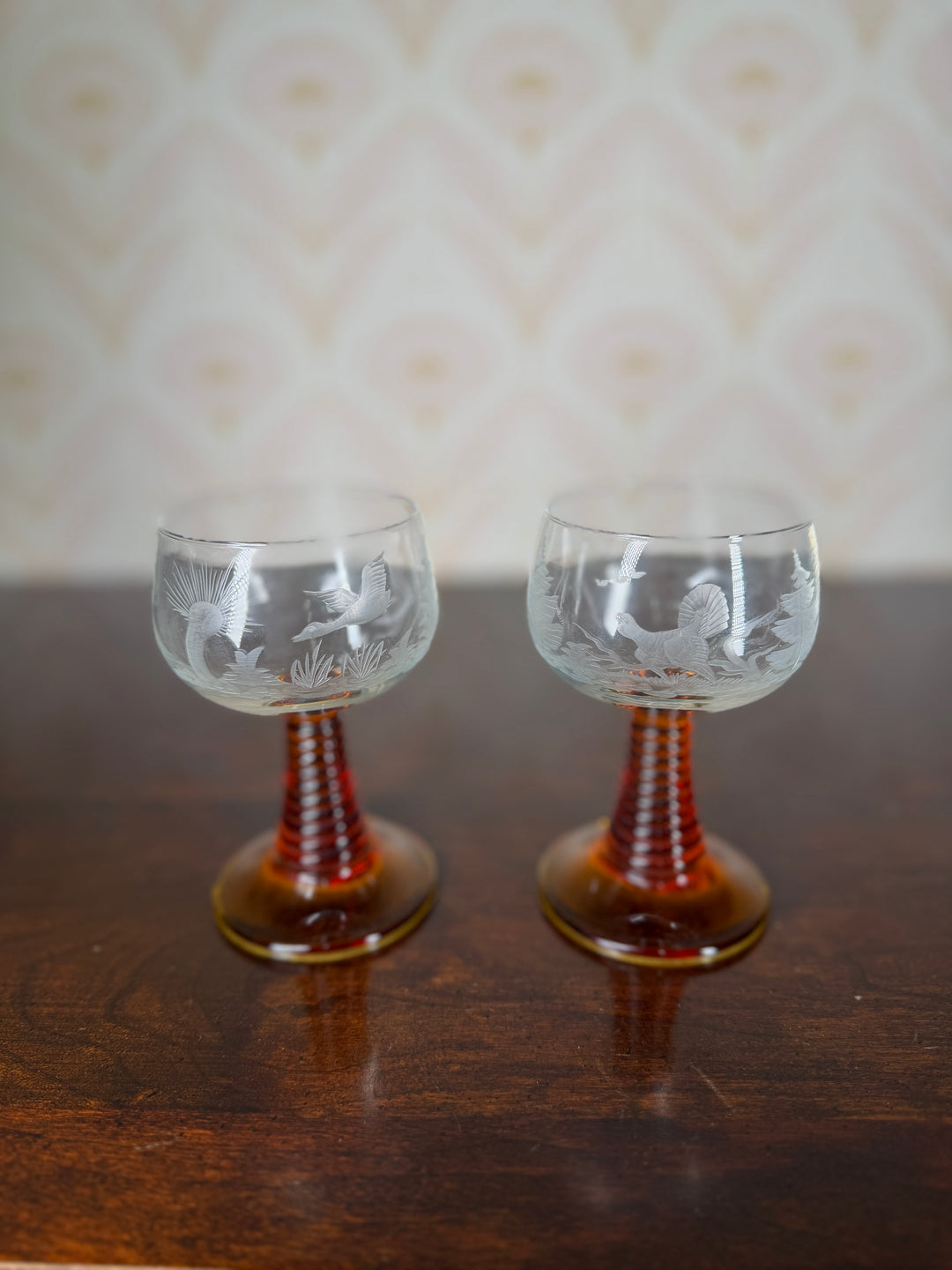 Set of 2 Small Amber Glasses