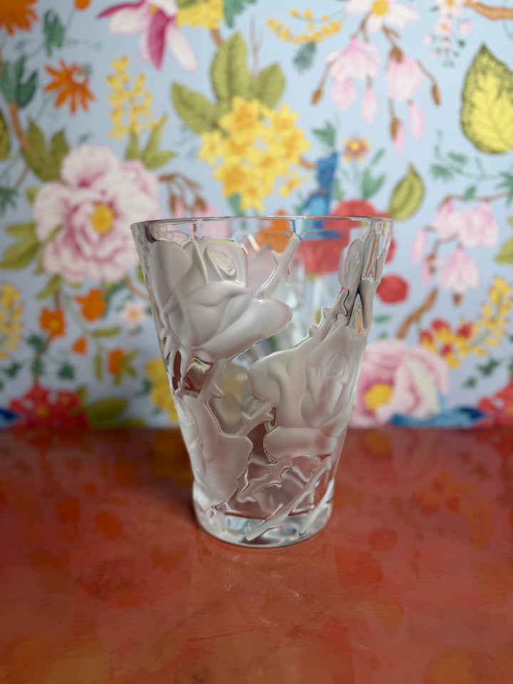 Lalique Ispahan Rose Crystal Vase