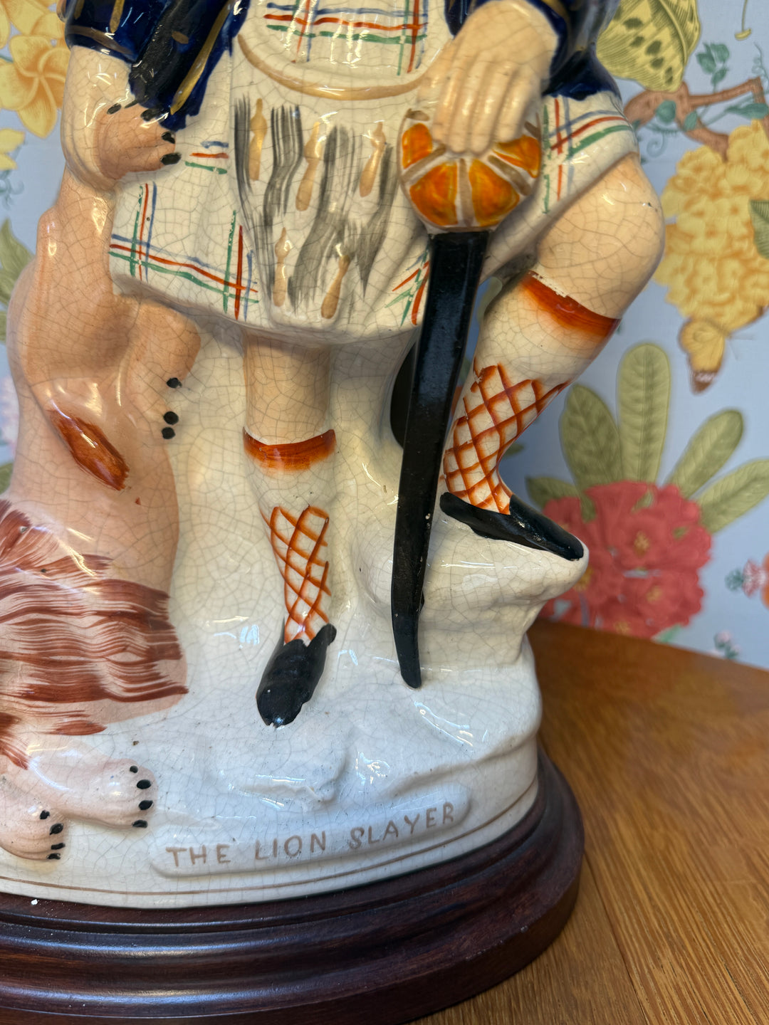 The Lion Slayer Staffordshire Lamp