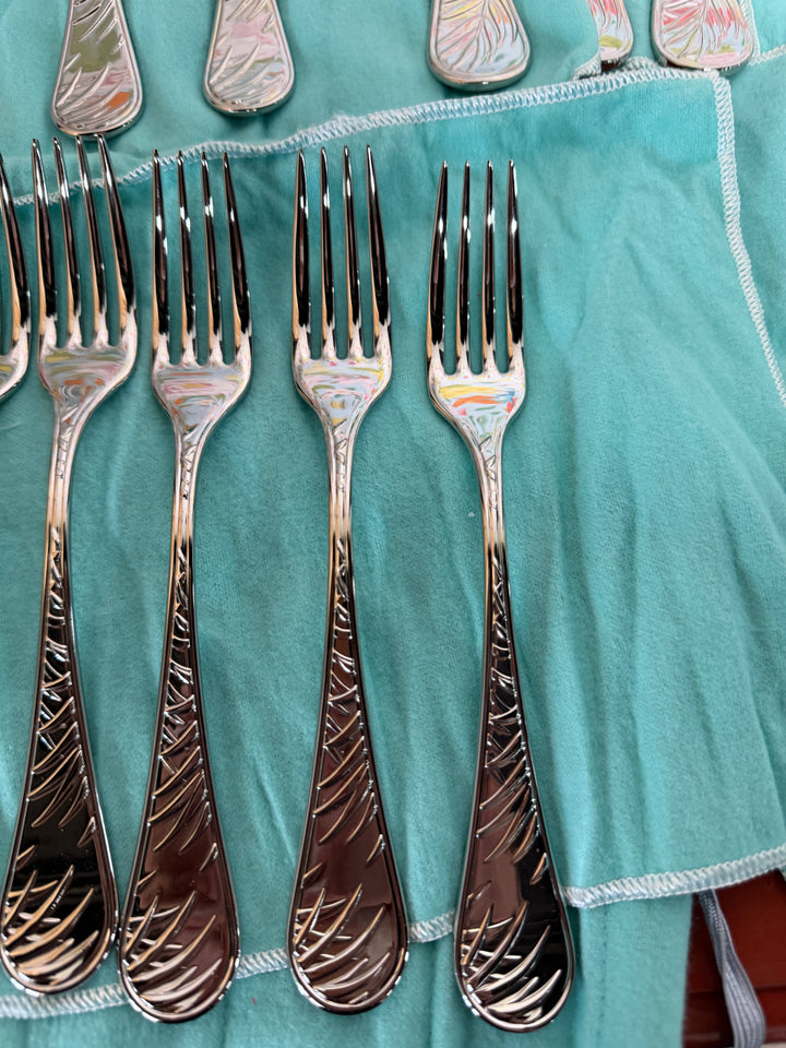 Vintage Tiffany & Co - Set of 16 Stainless Steel Dinner Forks / 16 Salad Forks
