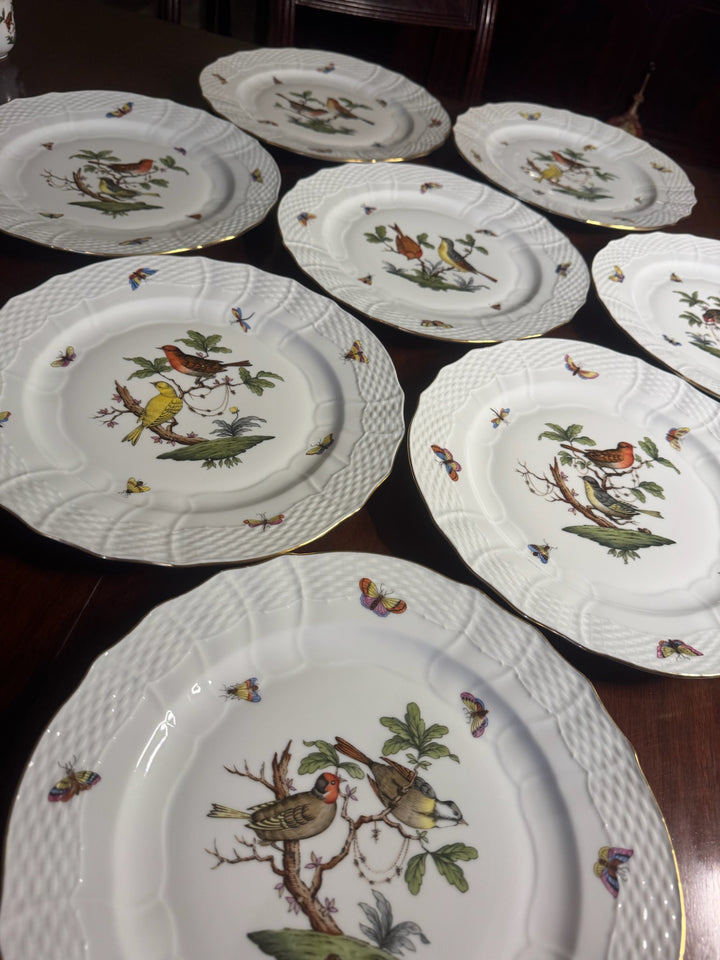 8 Herend Rothschild Dinner Plates (#1527)