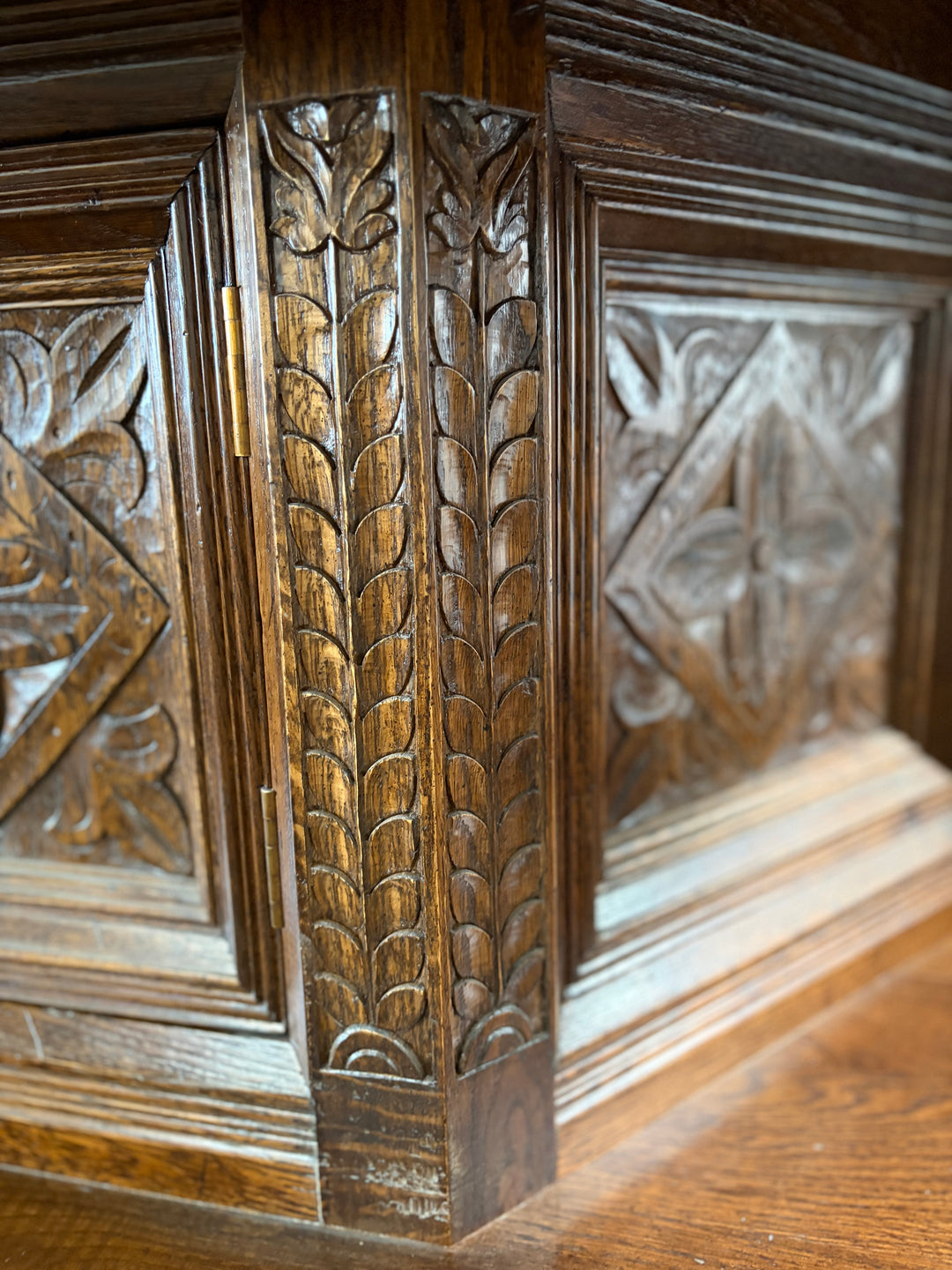 Taylor & Co England Carved Oak Gothic-Style Sideboard/Buffet