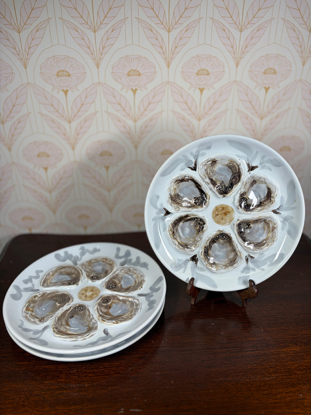 Set of Three Porcelain Oyster Plates
