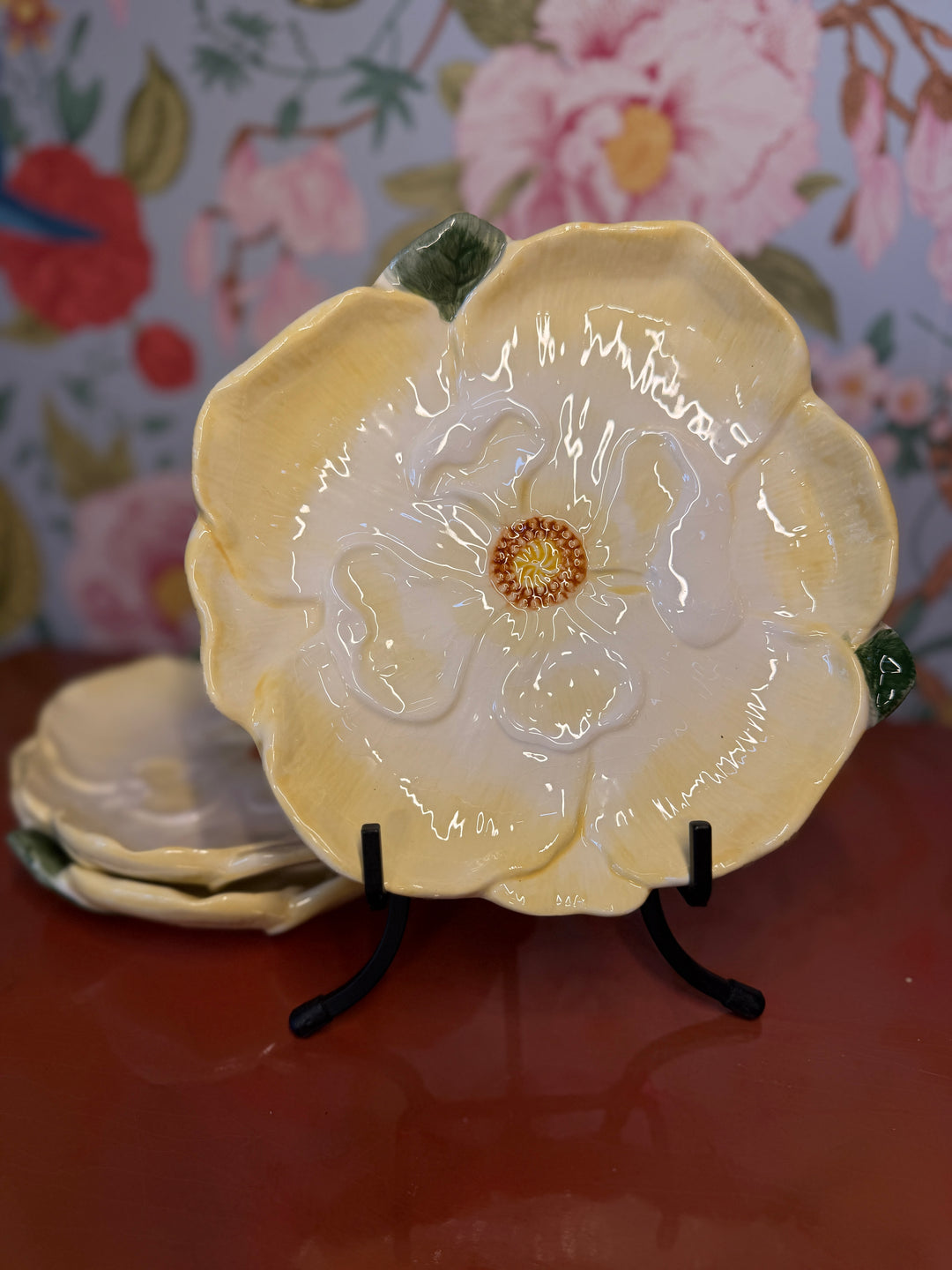 Set of 3 Ceramic Yellow Flower Plates