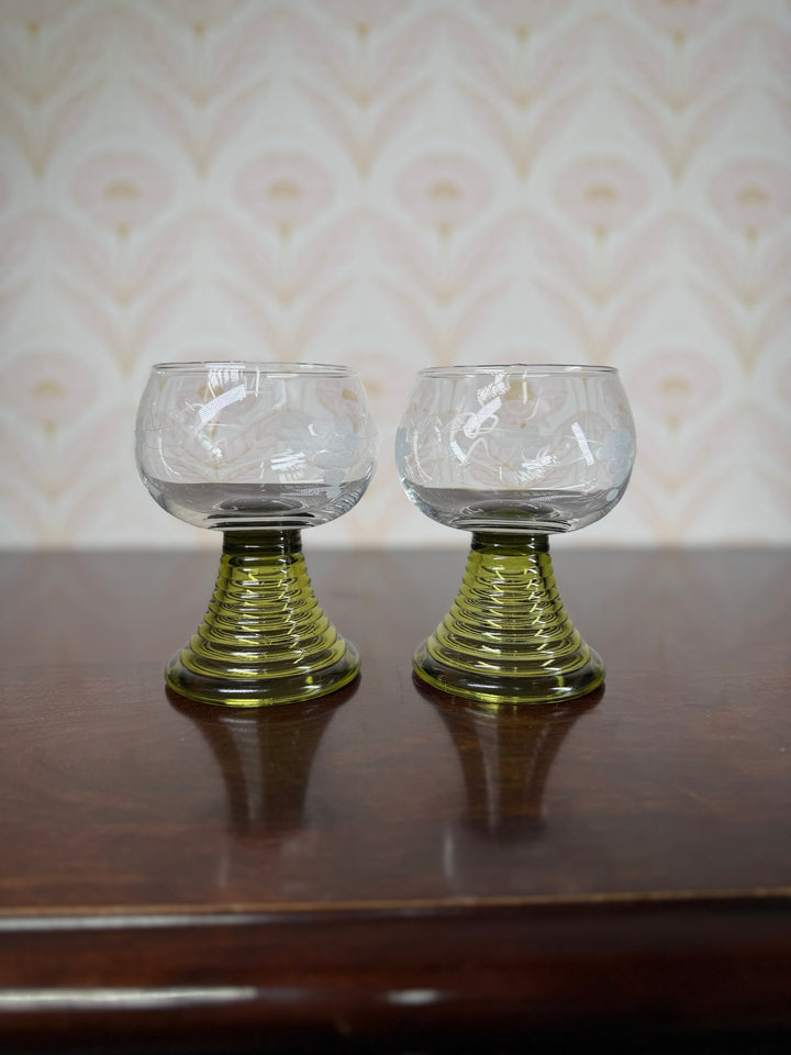 Set of 2 Green Glasses