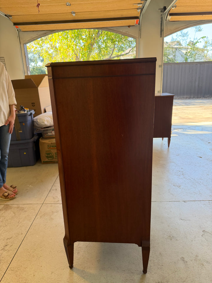 19th Century Hand-Painted Satin Wood Secretary Desk and Dresser