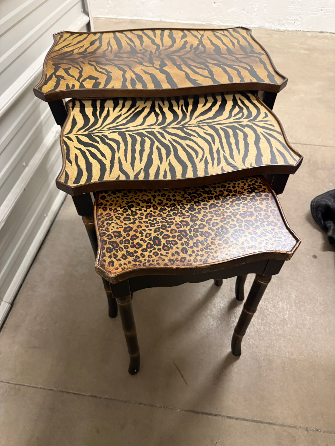 Faux Bamboo Resin Nesting Tables