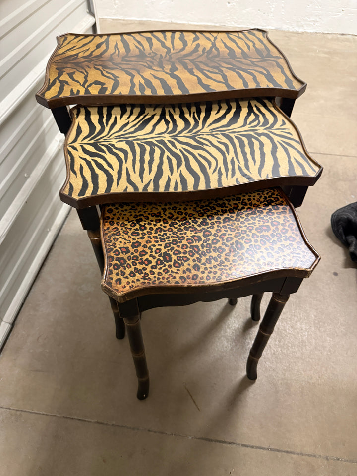 Faux Bamboo Resin Nesting Tables