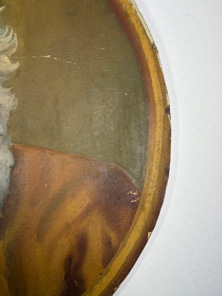 Round Tondo Oil Portrait of a Bearded Elder