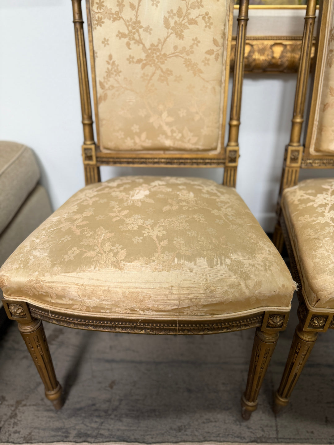 Antique French 19th Century Louis XVI Style Gilt Wood Chair (Set of 2)