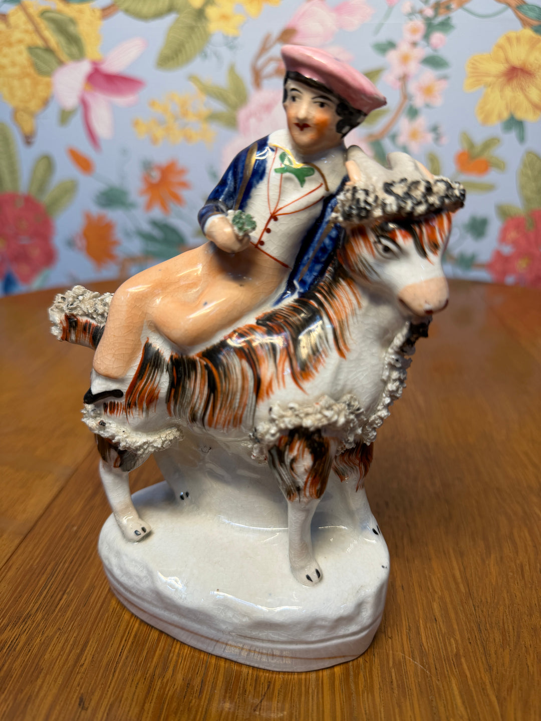 Antique Staffordshire boy on horse