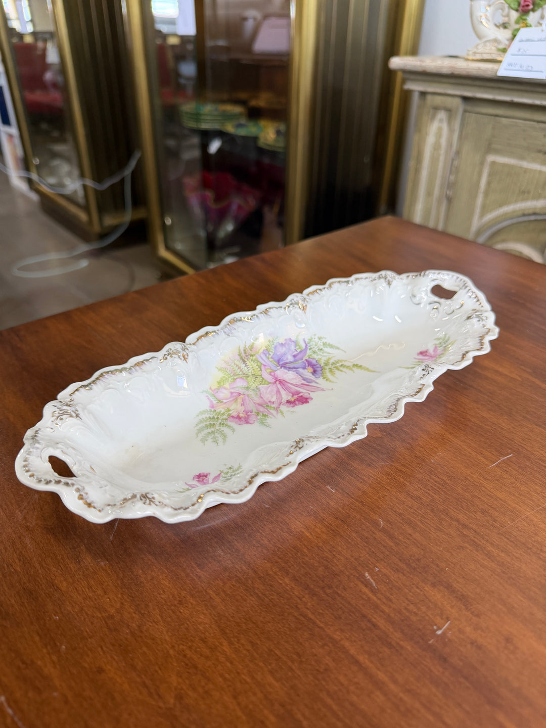 Antique Porcelain Floral Tray