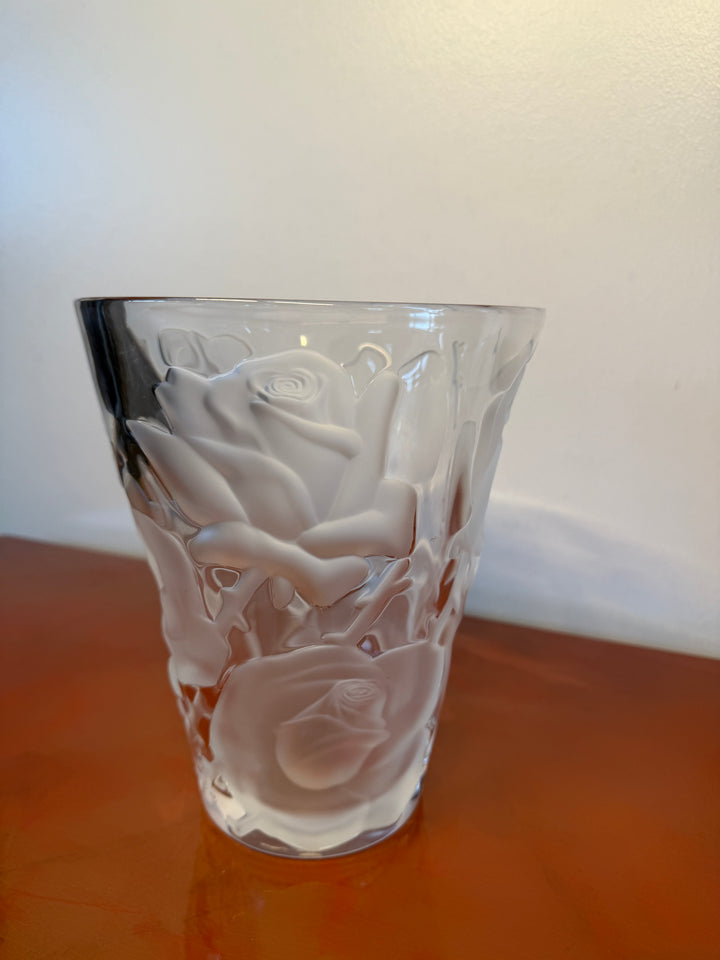 Lalique Ispahan Rose Crystal Vase