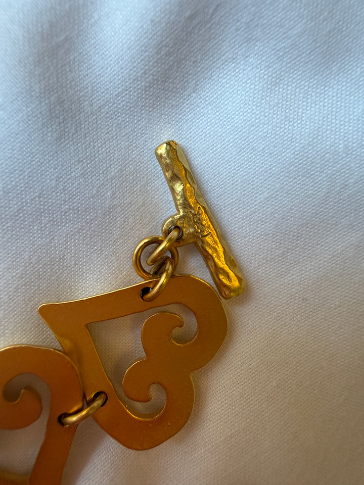 YSL Vintage Hammered Heart Bracelet