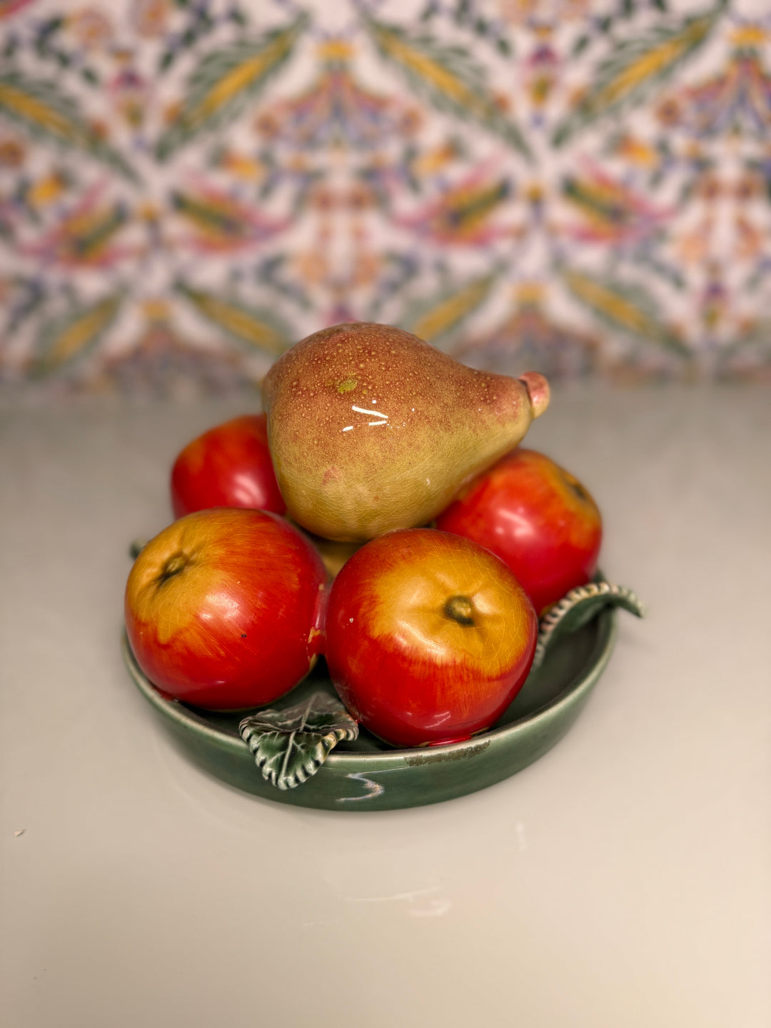 Ceramic Decorative Fruit Bowl with Apples and Pear
