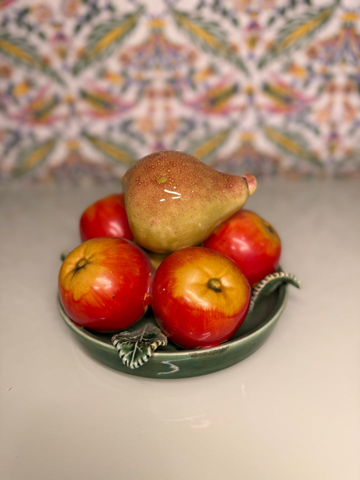 Ceramic Decorative Fruit Bowl with Apples and Pear
