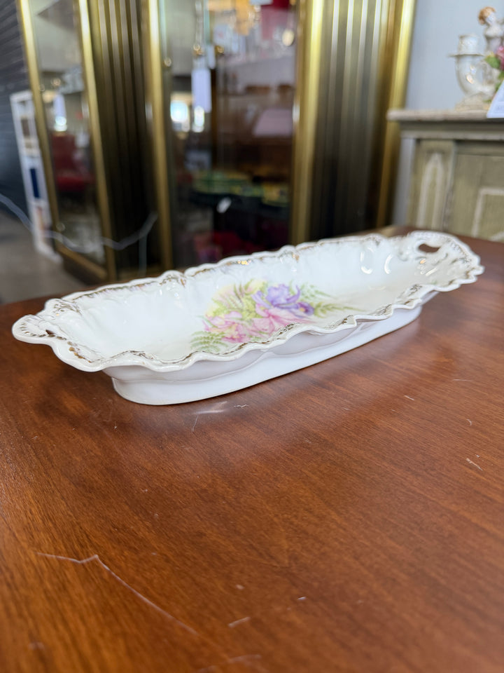 Antique Porcelain Floral Tray