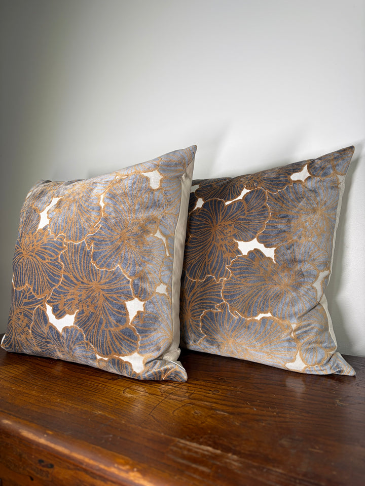 Pair of Floral Velvet Throw Pillows