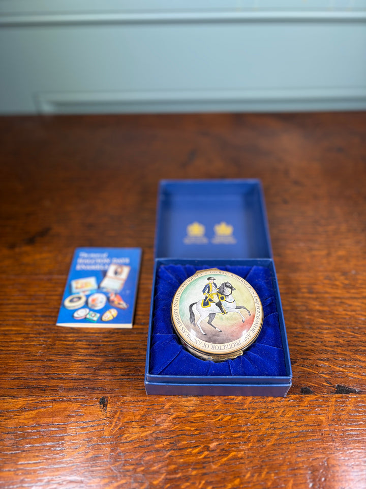 Halcyon Days George Washington Enamel Pill Box with Original Box
