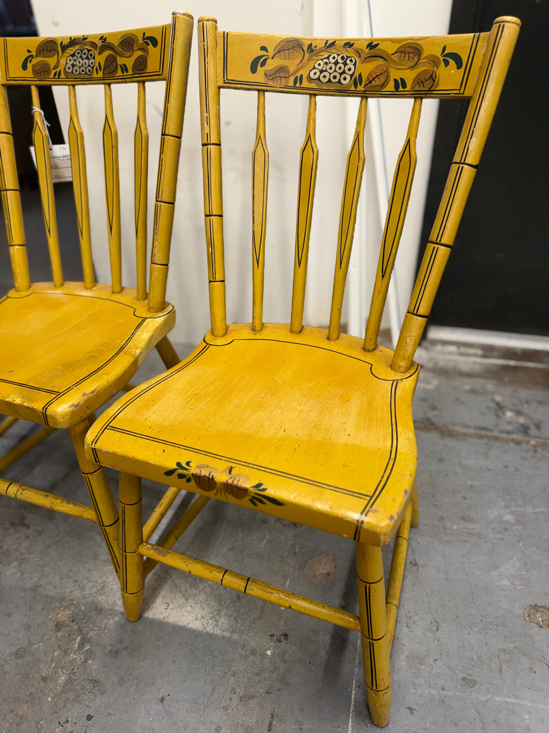 Set of 4 Vintage Wooden Hand Painted Chairs