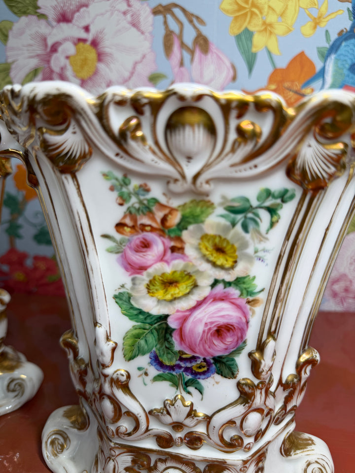 Set of 2 Antique French Porcelain Vases
