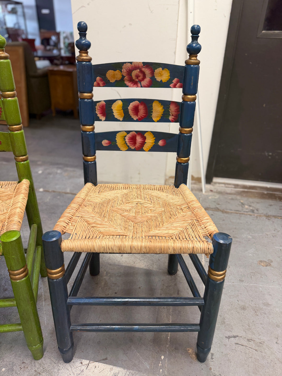 Handpainted Vintage Wooden Chairs - Set of 4