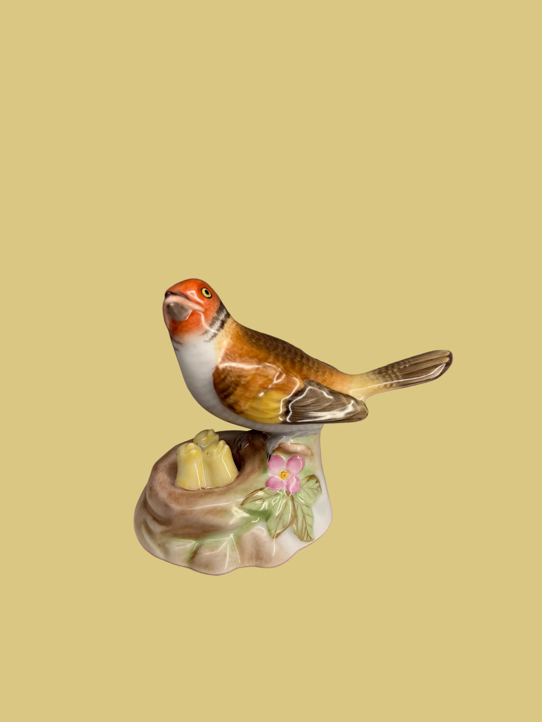 Herend Porcelain Bird Figurine with Nest and Chicks