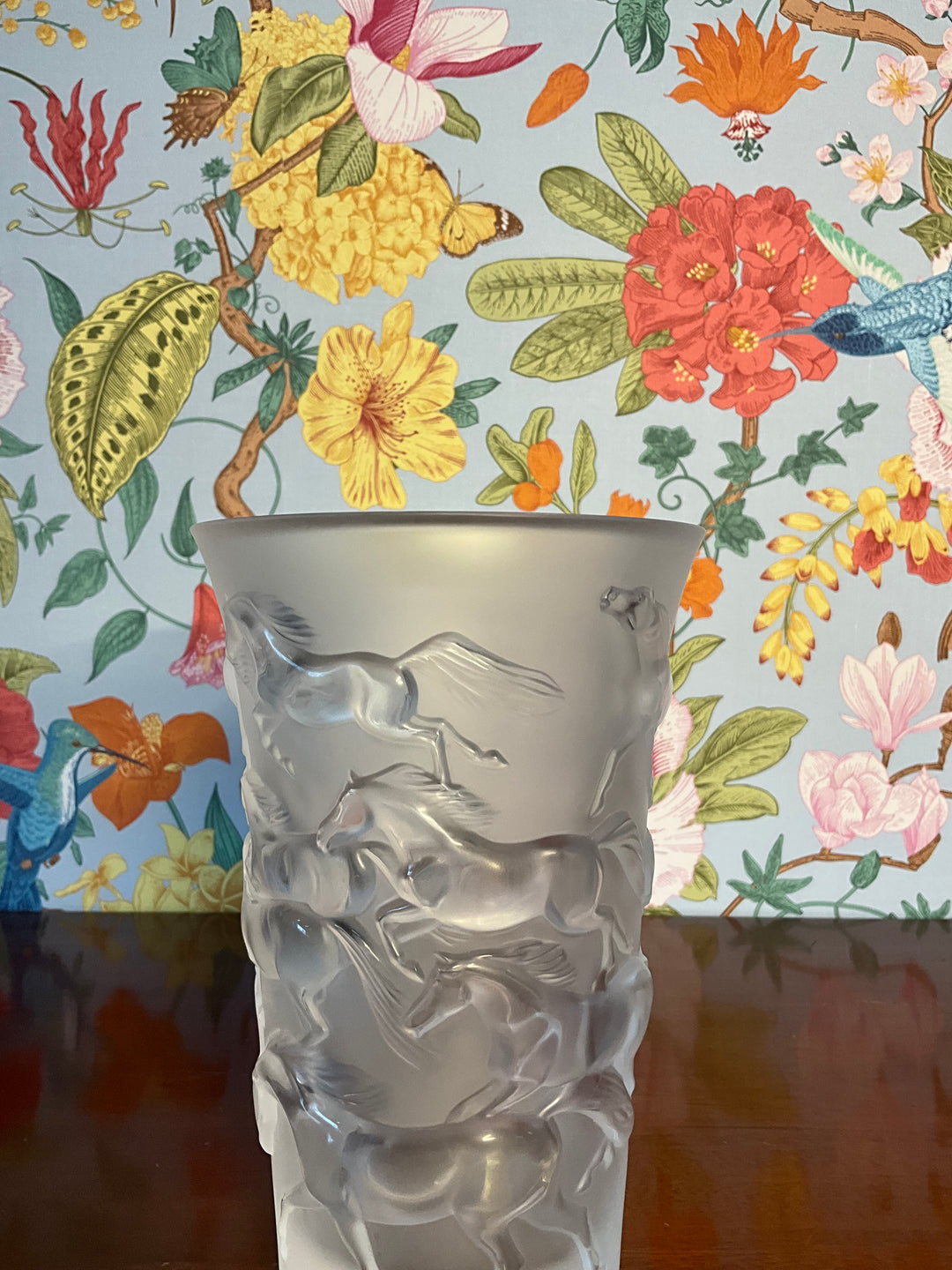 Lalique Mustang Vase - Chip on Rim