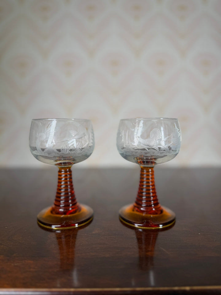 Set of 2 Small Amber Glasses