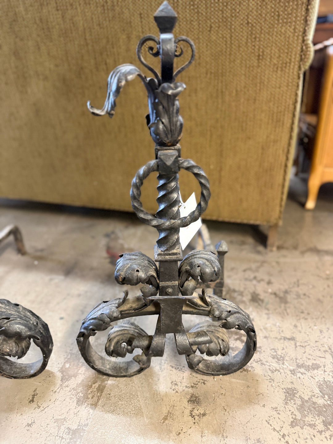 Pair of Black Iron Andirons