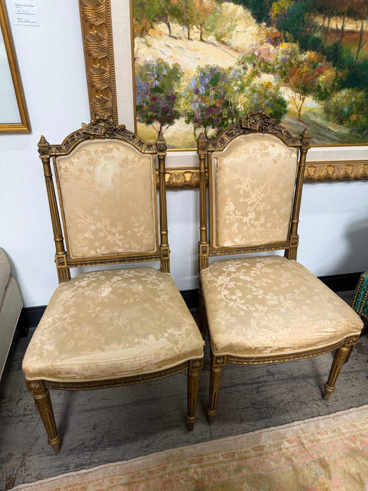 Antique French 19th Century Louis XVI Style Gilt Wood Chair (Set of 2)